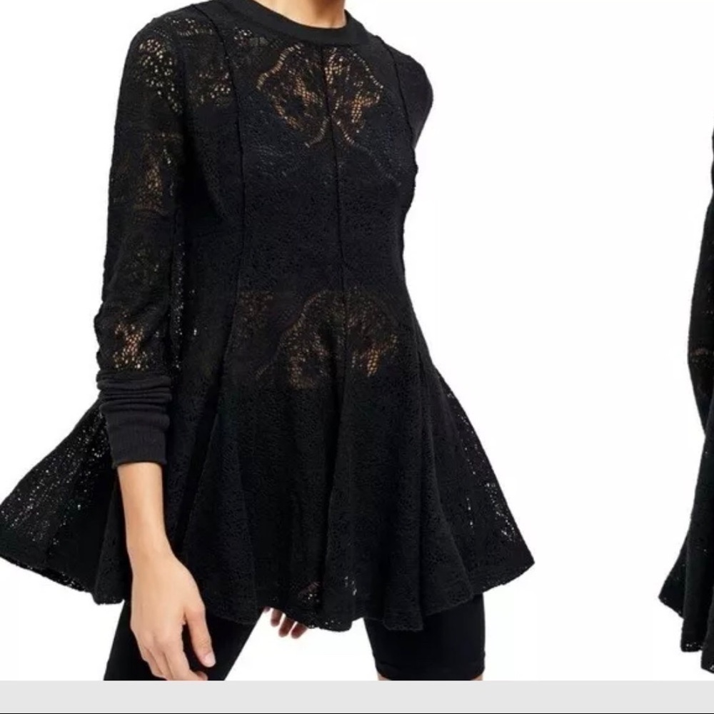 Free People Semi sheer Black tunic size small